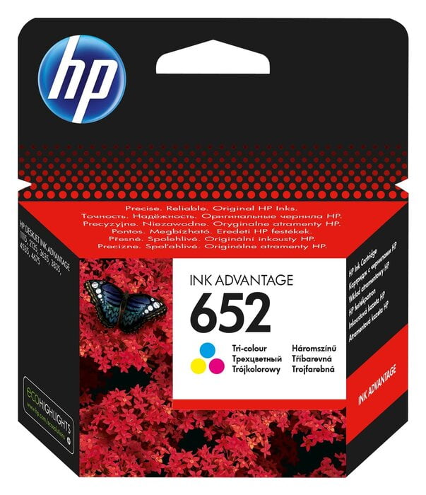 HP 652 Tri-color Original Ink Advantage Cartridge (F6V24AE)